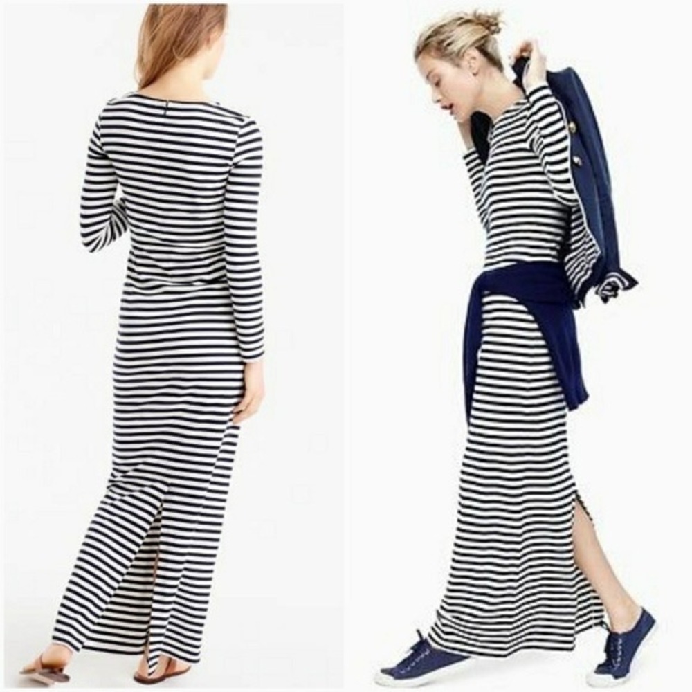 J.Crew Collection Navy & White Striped Maxi Dress - Picture 2 of 10